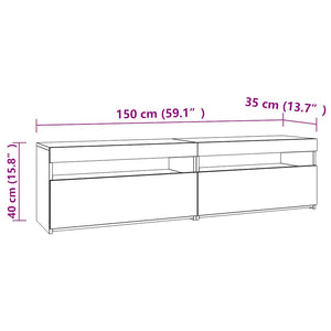 TV-Schränke mit LED Betongrau 75x35x40cm, 2er Set