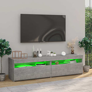 TV-Schränke mit LED Betongrau 75x35x40cm, 2er Set