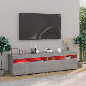 TV-Schränke mit LED Betongrau 75x35x40cm, 2er Set