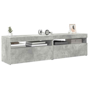 TV-Schränke mit LED Betongrau 75x35x40cm, 2er Set