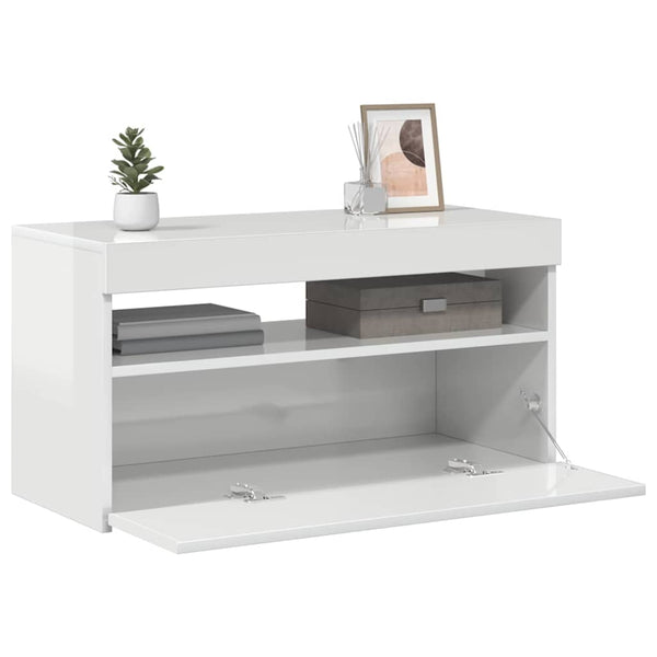 TV-Schrank Weiß Hochglanz mit LED 75cm