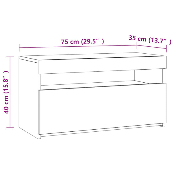 TV-Schrank Weiß Hochglanz mit LED 75cm