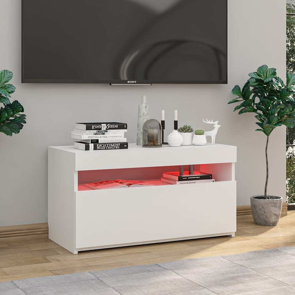 TV-Schrank Weiß Hochglanz mit LED 75cm