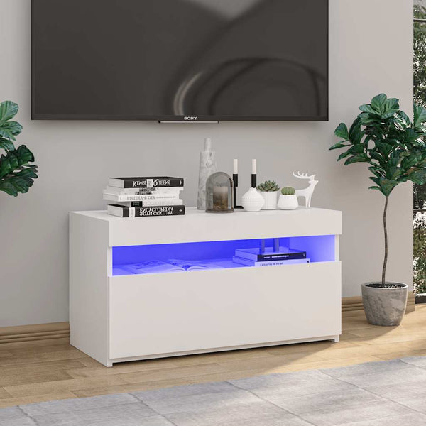 TV-Schrank Weiß Hochglanz mit LED 75cm