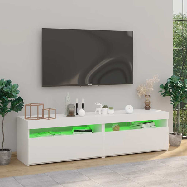 TV-Schränke mit LED-Leuchten, Hochglanz Weiß