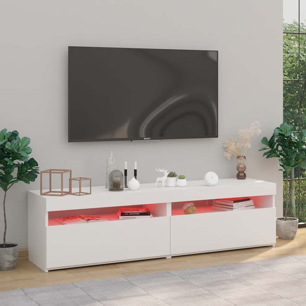 TV-Schränke mit LED-Leuchten, Hochglanz Weiß