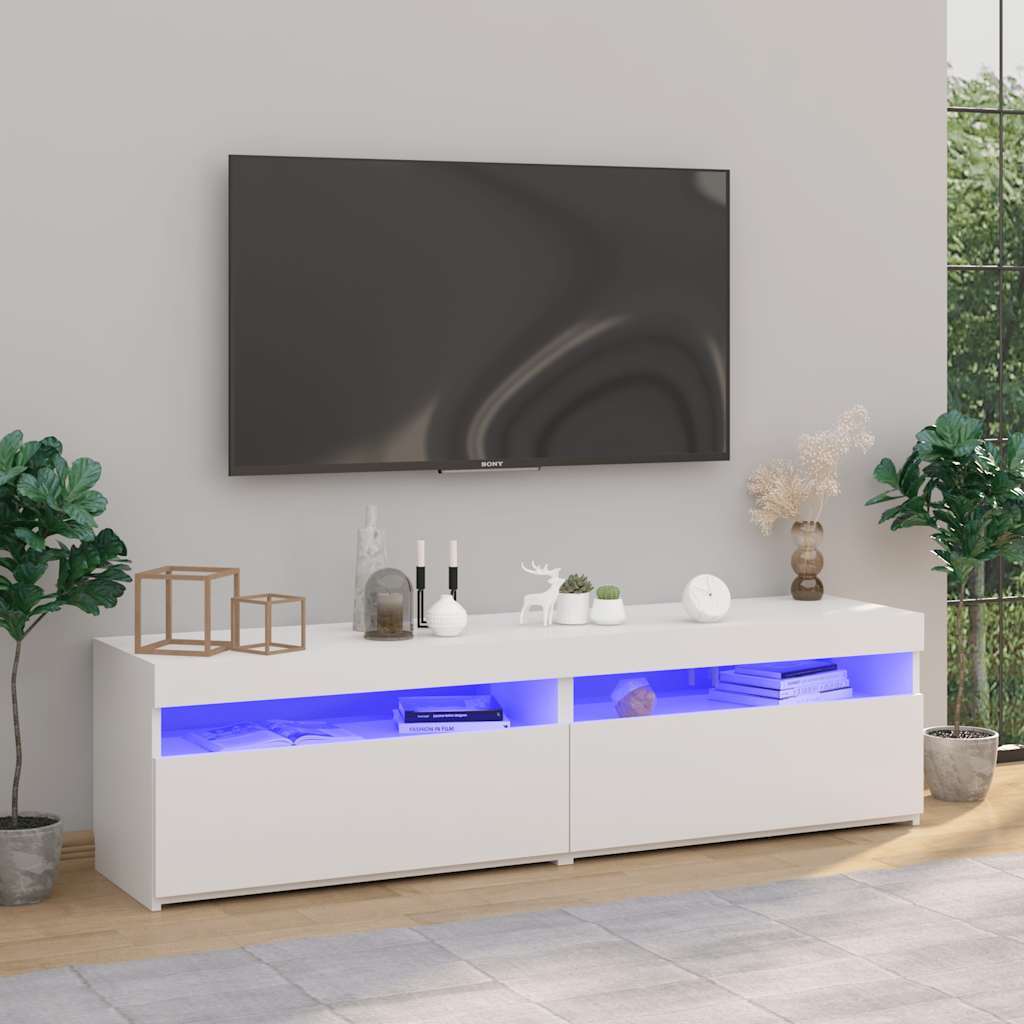 TV-Schränke mit LED-Leuchten, Hochglanz Weiß