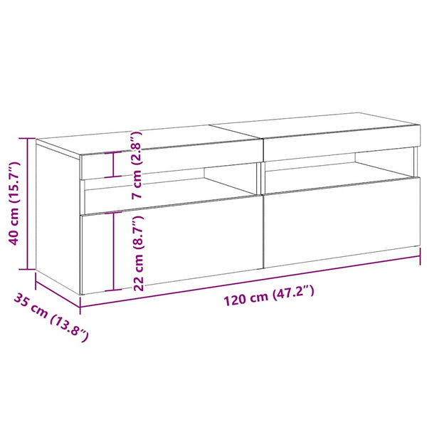 TV-Schränke mit LED, 2er Set, Weiß
