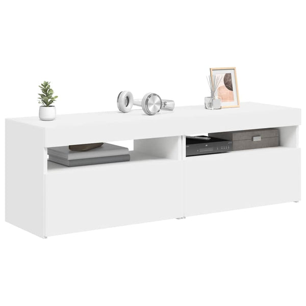 TV-Schränke mit LED, 2er Set, Weiß