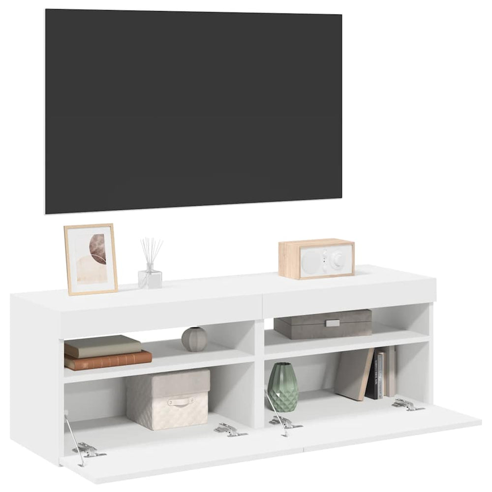 TV-Schränke mit LED, 2er Set, Weiß