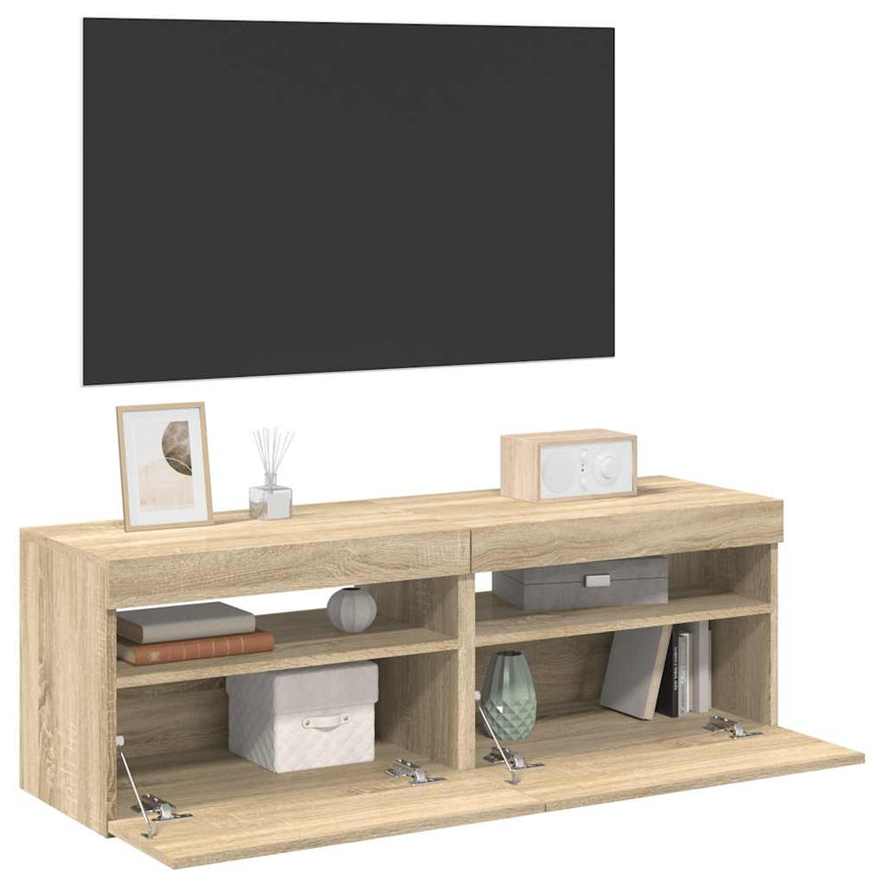 TV-Schränke mit LED Sonoma Eiche 60x35x40 cm, 2er-Set