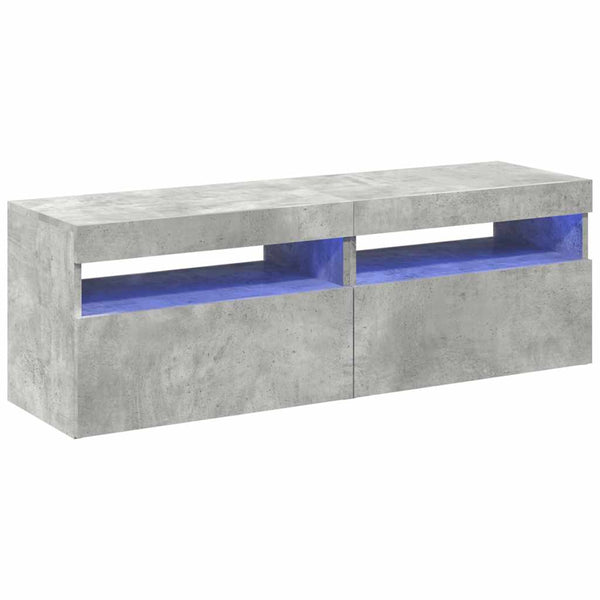 TV-Schränke mit LED, Betongrau, 2er-Set