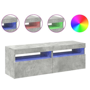 TV-Schränke mit LED, Betongrau, 2er-Set