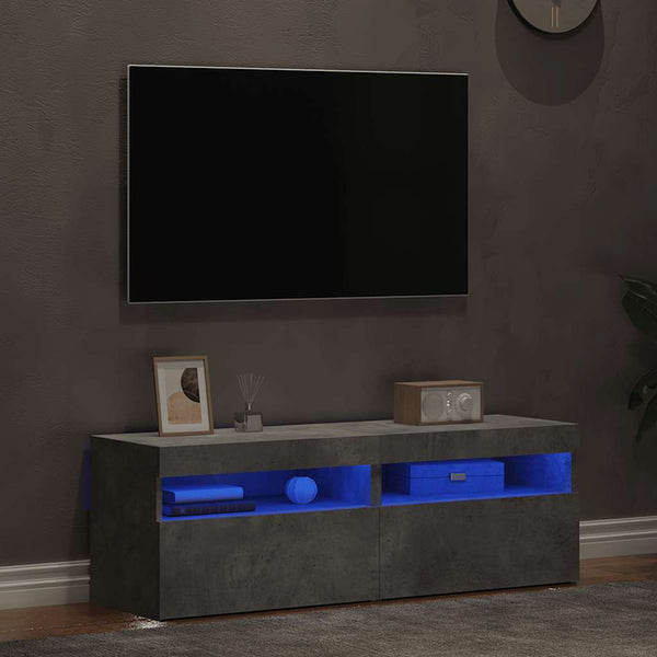 TV-Schränke mit LED, Betongrau, 2er-Set