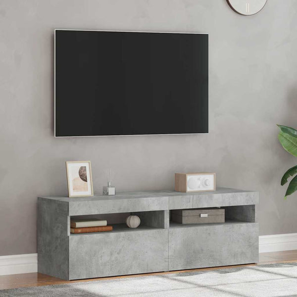 TV-Schränke mit LED, Betongrau, 2er-Set