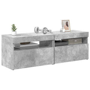 TV-Schränke mit LED, Betongrau, 2er-Set