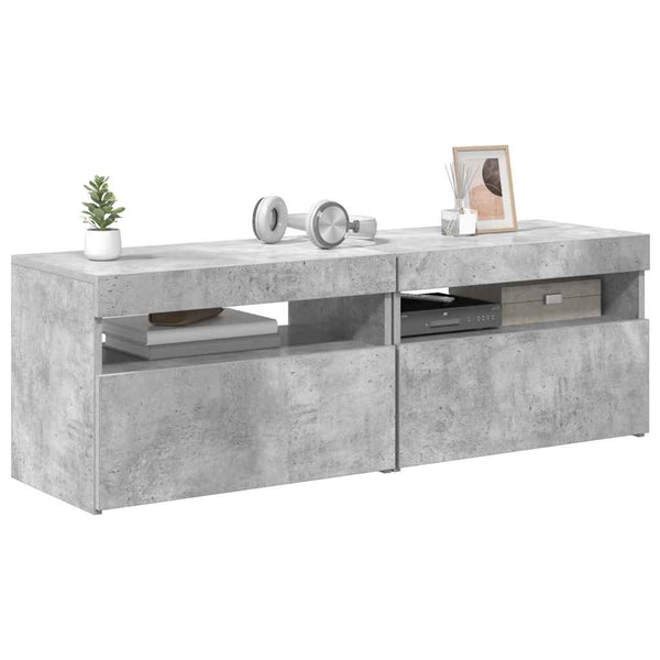 TV-Schränke mit LED, Betongrau, 2er-Set