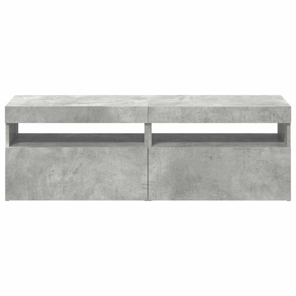 TV-Schränke mit LED, Betongrau, 2er-Set