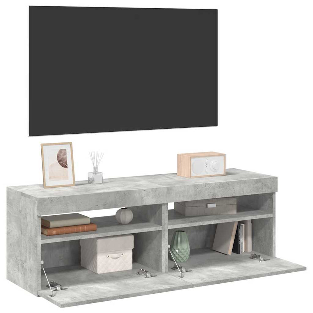 vidaXL Meubles TV LED 2 pcs Gris béton 60x35x40 cm