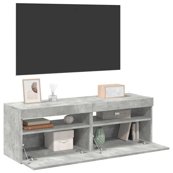 TV-Schränke mit LED, Betongrau, 2er-Set