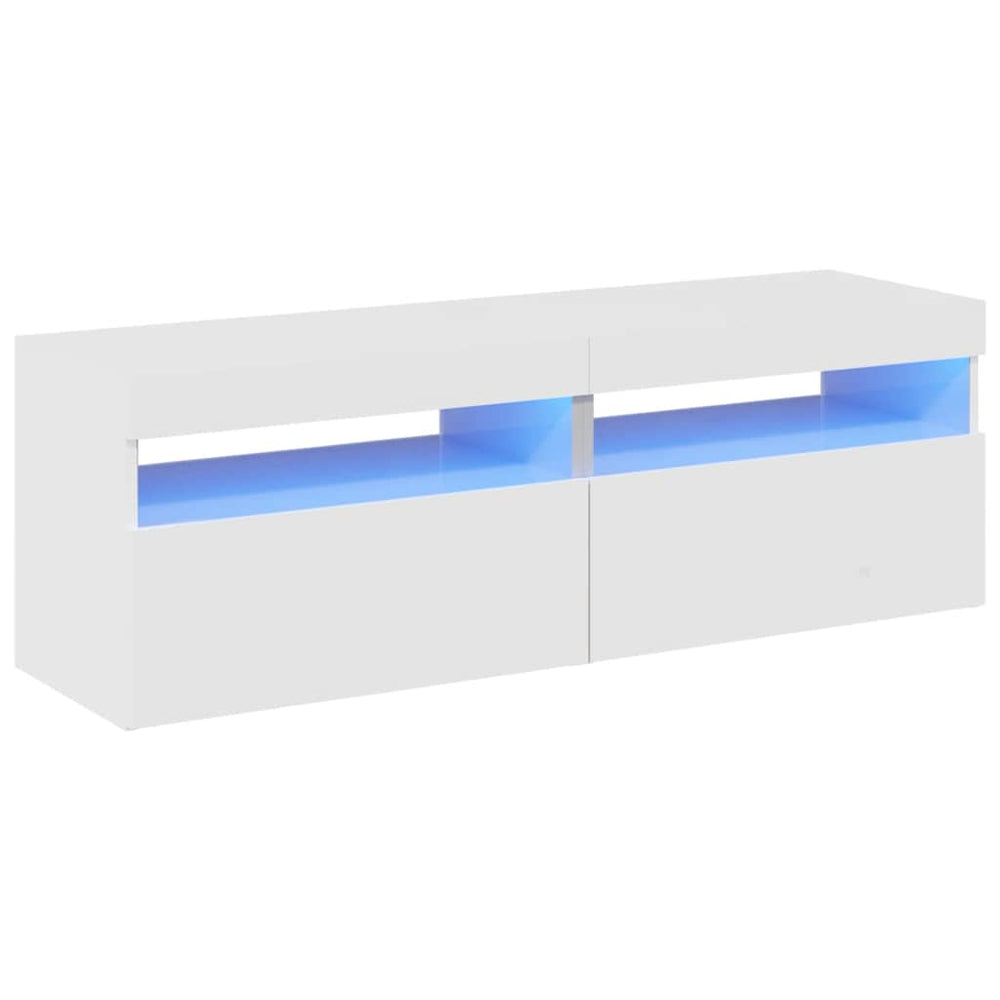 TV-Schränke mit LED, 2er Set, Hochglanz Weiß