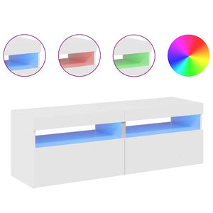 TV-Schränke mit LED, 2er Set, Hochglanz Weiß