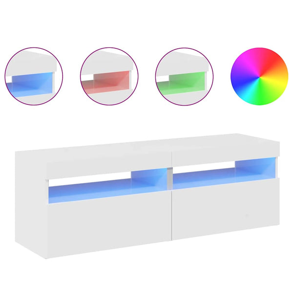 TV-Schränke mit LED, 2er Set, Hochglanz Weiß