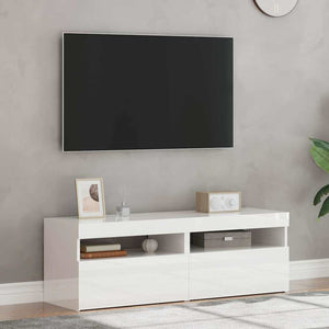 TV-Schränke mit LED, 2er Set, Hochglanz Weiß