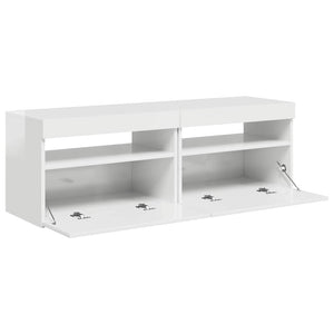 TV-Schränke mit LED, 2er Set, Hochglanz Weiß