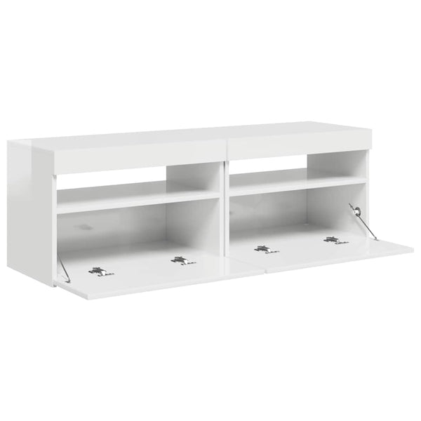TV-Schränke mit LED, 2er Set, Hochglanz Weiß