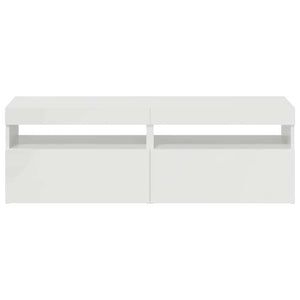 TV-Schränke mit LED, 2er Set, Hochglanz Weiß