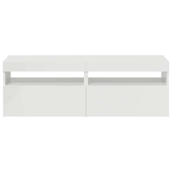 TV-Schränke mit LED, 2er Set, Hochglanz Weiß