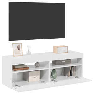 TV-Schränke mit LED, 2er Set, Hochglanz Weiß