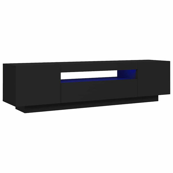TV-Schrank Schwarz mit LED 160 cm