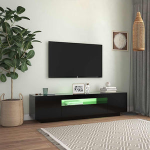TV-Schrank Schwarz mit LED 160 cm