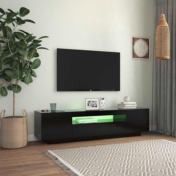 TV-Schrank Schwarz mit LED 160 cm