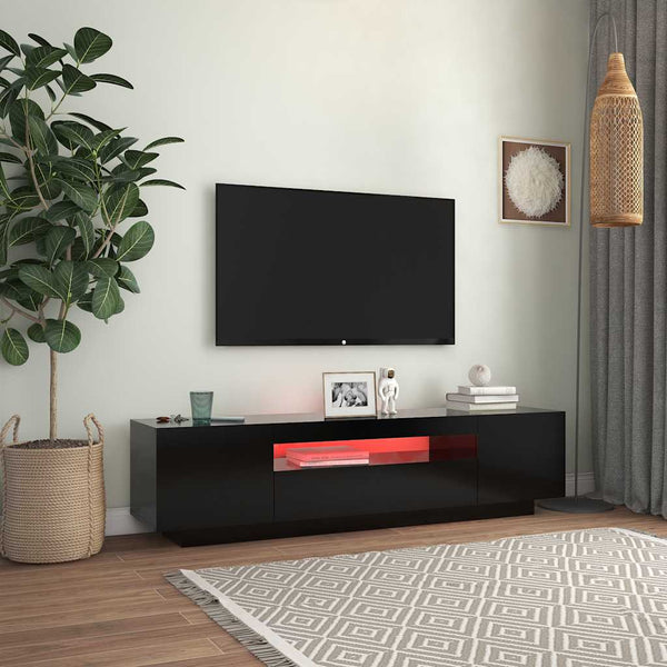 TV-Schrank Schwarz mit LED 160 cm