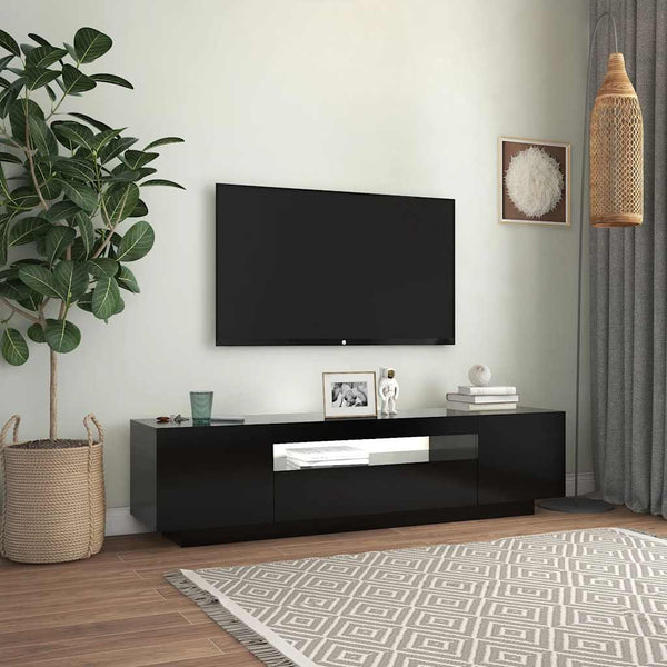 TV-Schrank Schwarz mit LED 160 cm