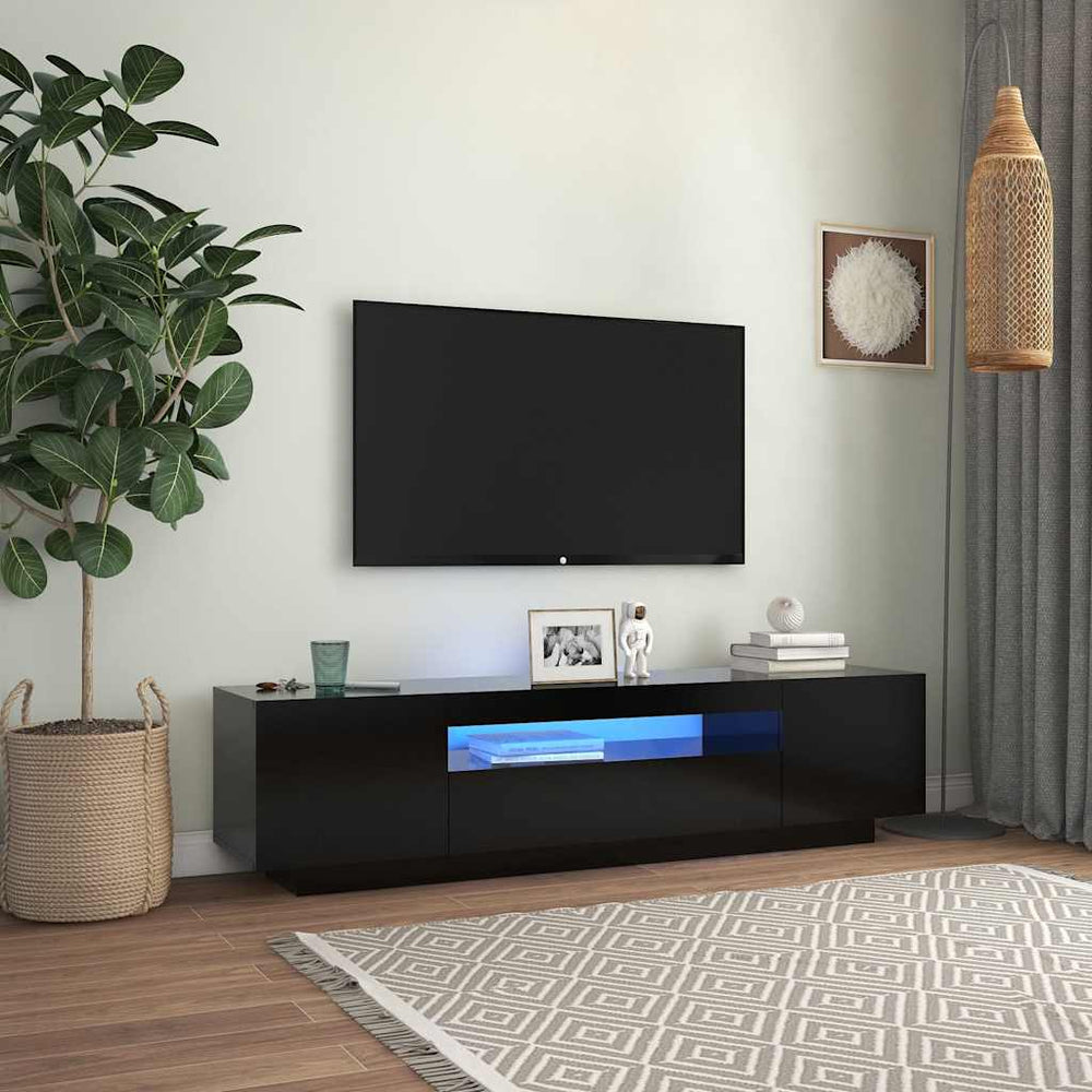 TV-Schrank Schwarz mit LED 160 cm