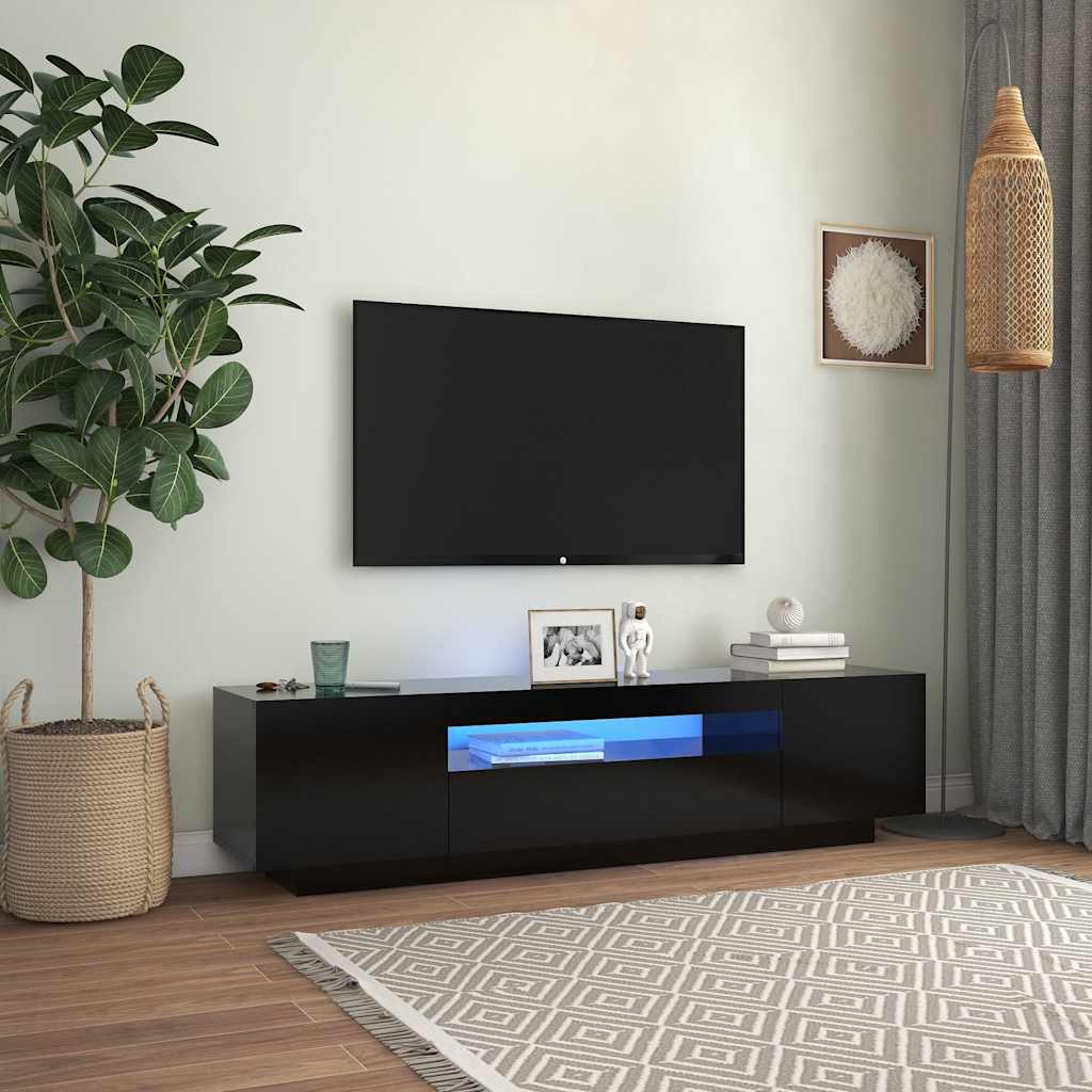 TV-Schrank Schwarz mit LED 160 cm