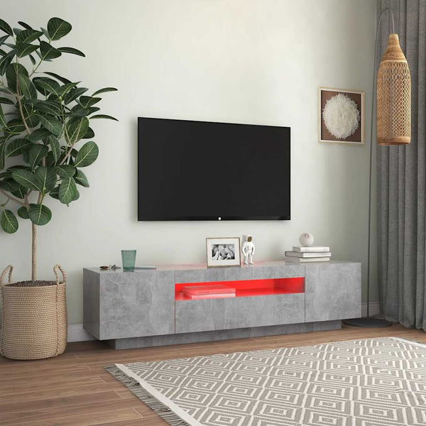 TV-Schrank Betongrau mit LED 160 cm
