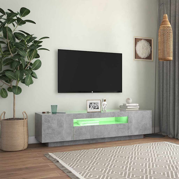TV-Schrank Betongrau mit LED 160 cm