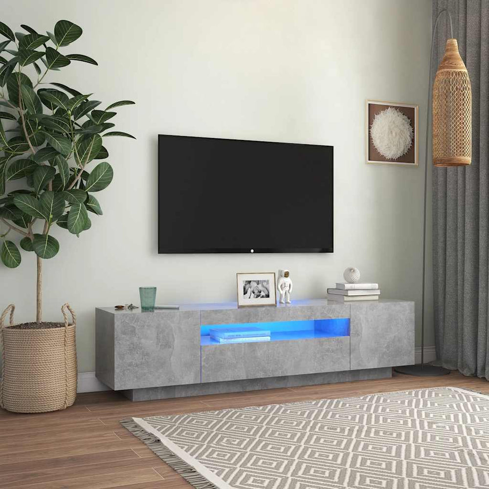 Meuble TV vidaXL avec éclairage LED Gris béton 160x35x40 cm