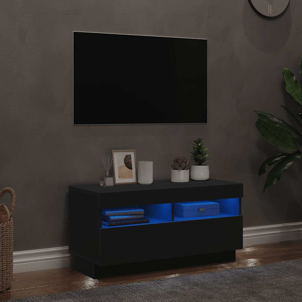 TV-Schrank Schwarz mit LED 80cm