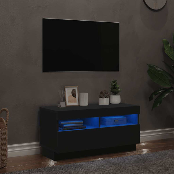 TV-Schrank Schwarz mit LED 80cm