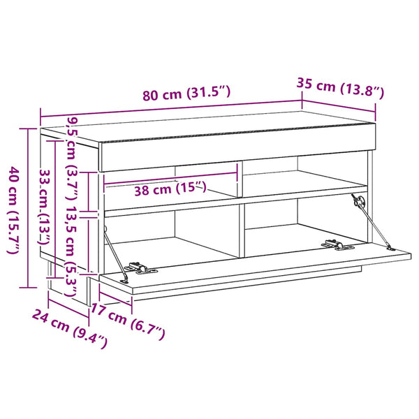 TV-Schrank Sonoma-Eiche mit LED 80cm