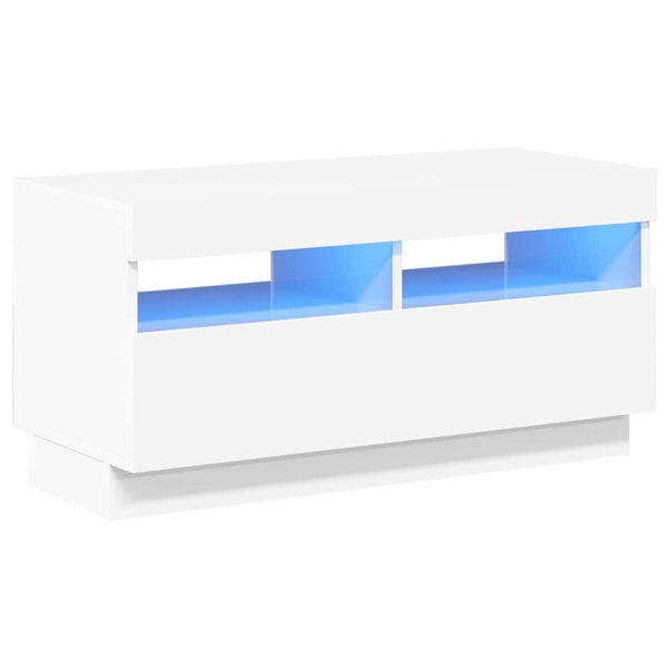 vidaXL Meuble TV avec lumières LED Blanc brillant 80x35x40 cm