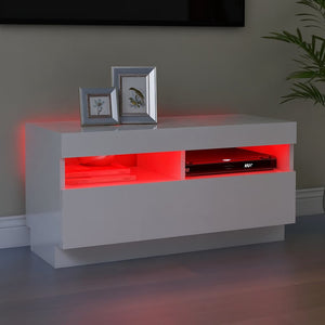 vidaXL Meuble TV avec lumières LED Blanc brillant 80x35x40 cm
