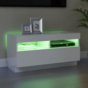 vidaXL Meuble TV avec lumières LED Blanc brillant 80x35x40 cm