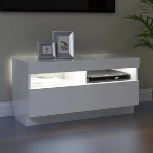 vidaXL Meuble TV avec lumières LED Blanc brillant 80x35x40 cm